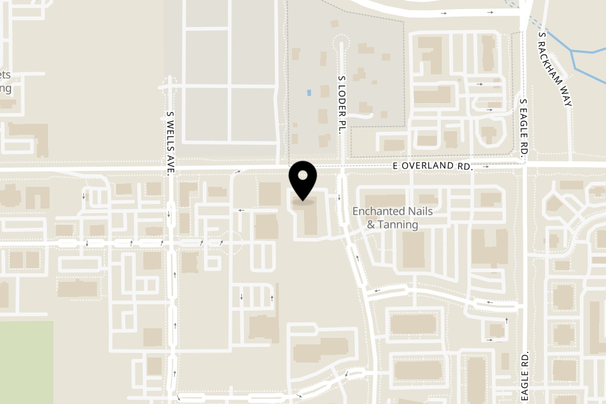 Map showing the location of Bad Boy Burgers Overland on 2845 E Overland Rd Ste 190 in Meridian