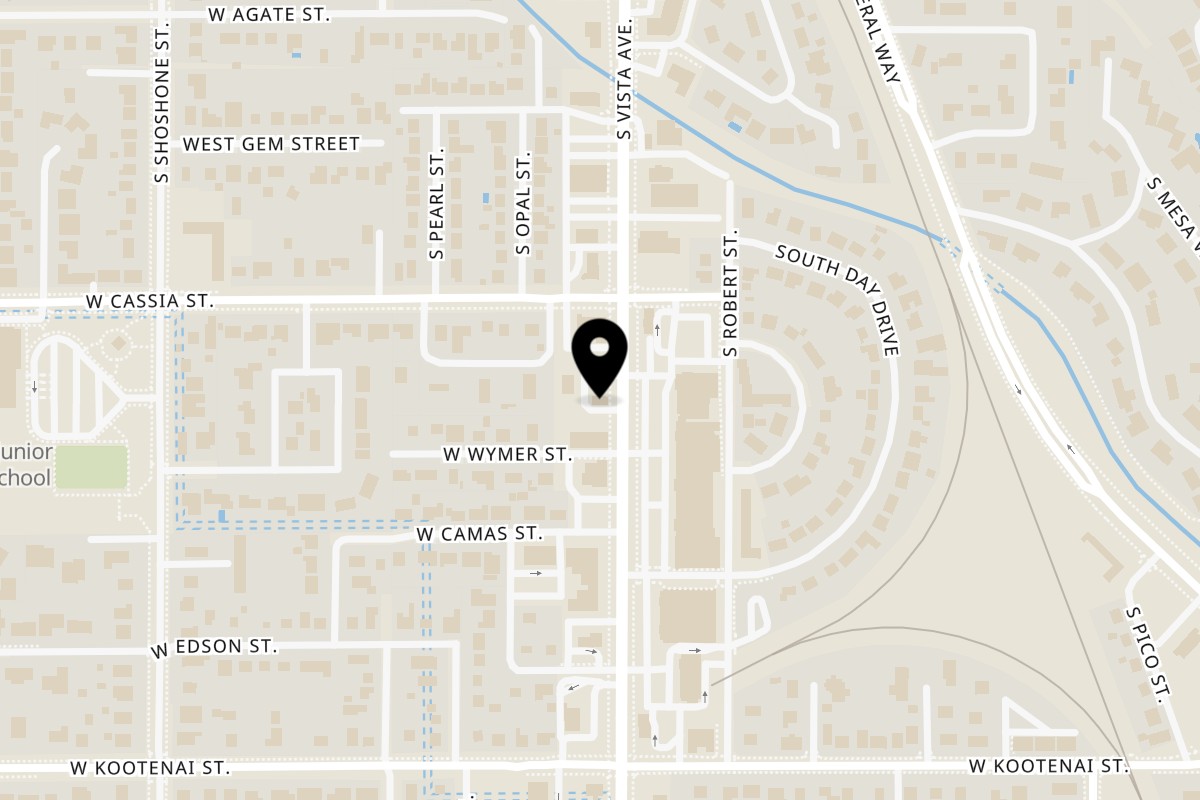 Map showing the location of Bad Boy Burgers Vista on 815 S Vista Ave in Boise